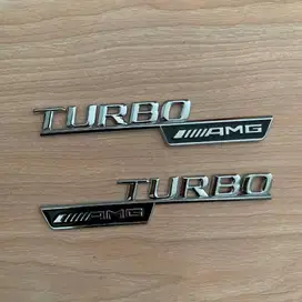 Emblem Besi Logo AMG Turbo Mercedes Benz Metal Logo Tempelan Body