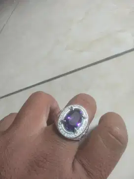 Cincin kecubung amethyst chatam ring perak s925 size 10.