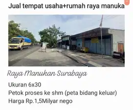 DIJUAL RUMAH USAHA RAYA MANUKAN SURABAYA BARAT