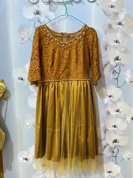 Dress Brukat Warna Tembaga