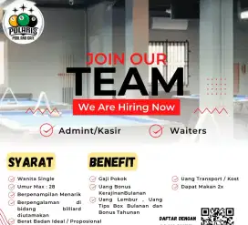 Dibuka lowongan kerja untuk admin dan waiters