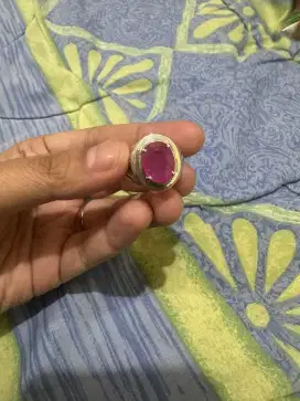 Cincin perak asli batu Ruby