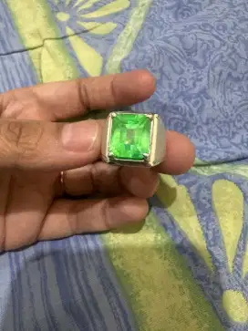 Cincin perak asli batu Jamrud