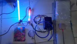 Aerator AC220V,2Lampu Aquarium,Batu fosfor,filter,serok,t4 cacing,NET.