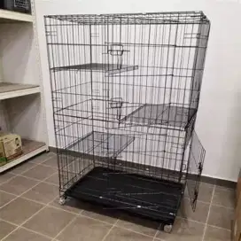 Kandang kucing 90x60x135cm 3 tingkat  bigsize ful tatakan roda