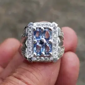 Blue Sapphire Srilangka Ring perak tebal