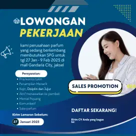 lowongan kerja dibutuhkan spg spb sales promotion girl boy pekerjaan