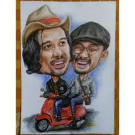 Lukisan karikatur warna / hitam putih