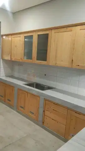 Kitchen set dapur atas bahan kayu jati Belanda
