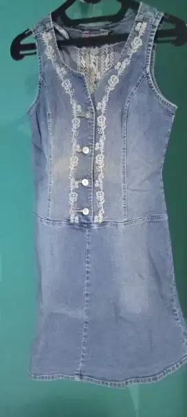 Dres panjang bahan Jeans biru