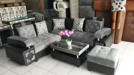 Sofa minimalis+fub abu hitam