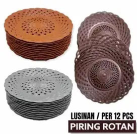 Piring rotan anyaman plastik lusinan