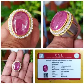 Ruby kristal Ring perak handmade