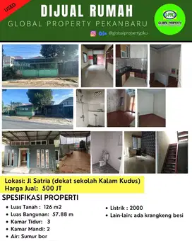 Dijual Rumah Daerah Satria (Dekat Sekolah Kalam Kudus)