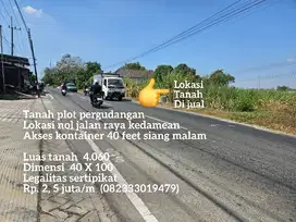 Rp. 2, 5 jt/m termurah Tanah plot pergudangan kedamean