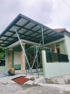 Canopy atap galvalum pasirr rangka 5x10 dan 4x8 besi galvanis