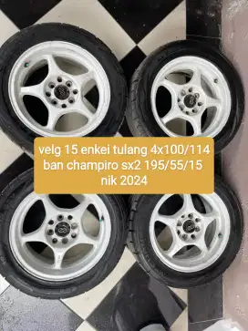 Velg 15 enkei tulang 4x100/114 ban champiro sx2 195/55/15
