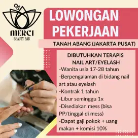 Lowongan pekerjaan loker nailist eyelash nail beauty therapist terapis