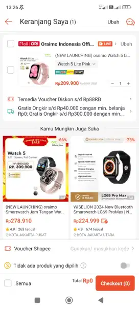 SMARTWATCH MERK ORAIMO PINK