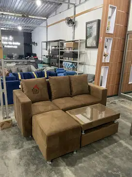 PROMO , Sofa L Putus Warna Coklat