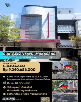 jual murah ruko 3 petak, lantai 3