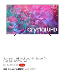 SAMSUNG 98 INCI LED 4K SMART TV UA98DU9000KXXD