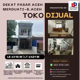 Dekat Pasar Aceh - Toko 2 Lantai Uk 4x18 m Cocok Untuk Usaha