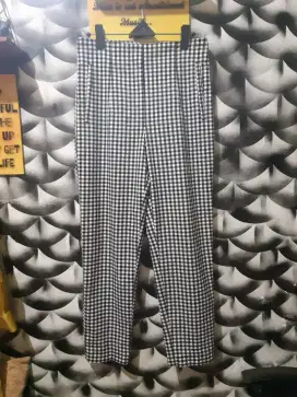 Plaid pants zara extrim high waist preloved tjap karoeng