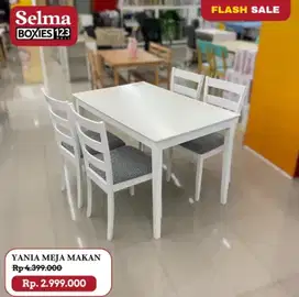 Meja makan set kayu solid