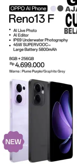 Oppo Reno13F Ram 8+8/256GB, Trendy Design, Underwater Photography