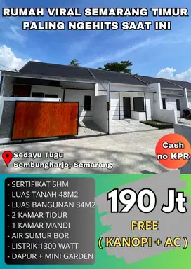 Rumah Bonus AC dan kanopi di bangetayu Semarang timur