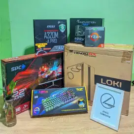 PC design gaming Ryzen 5-5600G 8GB/480Gb SSD fullset mulus include lcd