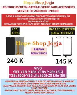 Touchscreen-Baterai-LCD VIVO
Y03-Y18-Y28e (5G)-T3 Lite (5G)-Z9 Lite 5G