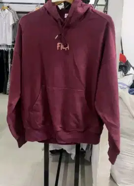 Thrip hoodie Fila tulisan merah maroon