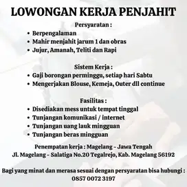 Penjahit Berpengalaman