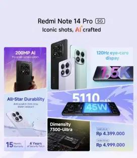 Xiaomi Redmi Note 14 Pro 5G 8/256 - 12/512 BNIB Garansi Resmi Indo