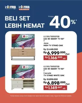 Promo tv LG 50 inc dapat meja murah