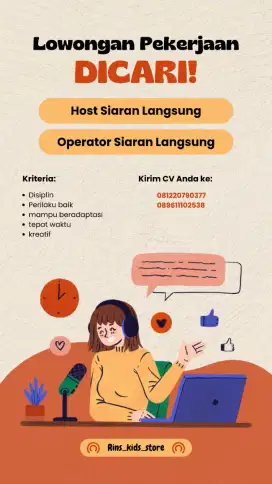 Dicari host yang berpengalaman live