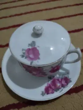 TEA SET KUNO BUNGA MAWAR