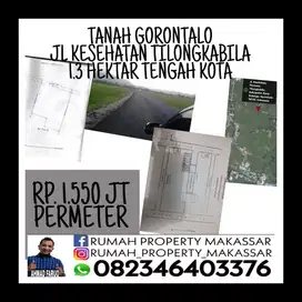 TURUN HARGA Dijual Tanah 1,3 Ha Gorontalo. SHM Hadap Utara, kotak