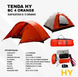 Tenda Camping HY Borneo 4 Kap 4-5 P frame fiber Tenda Camping HY BC 4