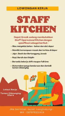 Dibutuhkan Staff Dapur Depot Makanan