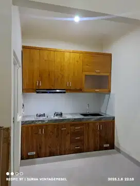 Almari dapur kitchenset jati natural minimalis
