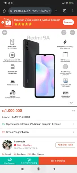 Di jual redmi 9A second