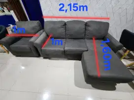 Sofa Informa 1set besar dan kecil (ukuran ada pada foto) warna abu abu