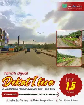 TANAH MURAH DEKAT KAMPUS ITERA DIJUAL CEPAT