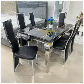 MEJA MAKAN 1601 SSB HITAM  6 KURSI