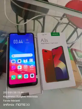 Oppo A3s 6/128gb bekas fullset normal bisa TT