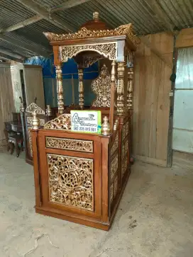 Mimbar masjid kuba ukiran full kayu jati