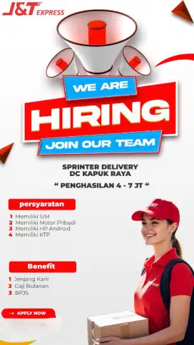 Lowongan sprinter delivery J&T Express ( Area Cengkareng)